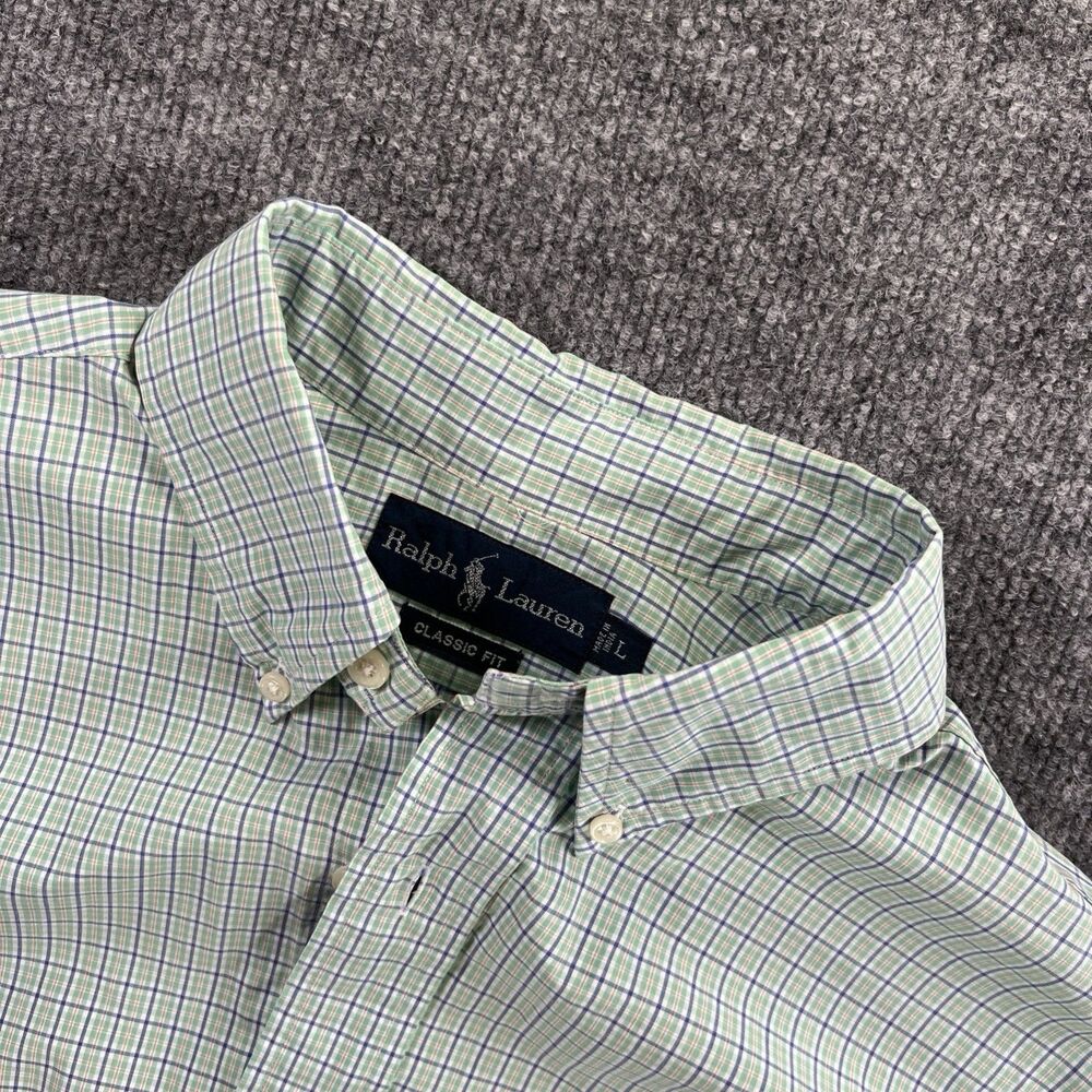 Ralph Lauren Classic Fit Plaid Short Sleeve Button Down Shirt Mens L